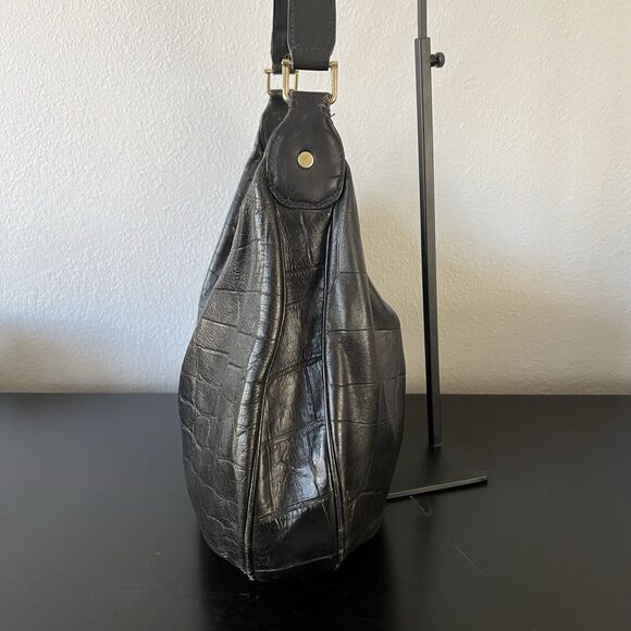 Vintage CELINE Embossed Leather Shoulder Bag Black - Picture 6 of 15